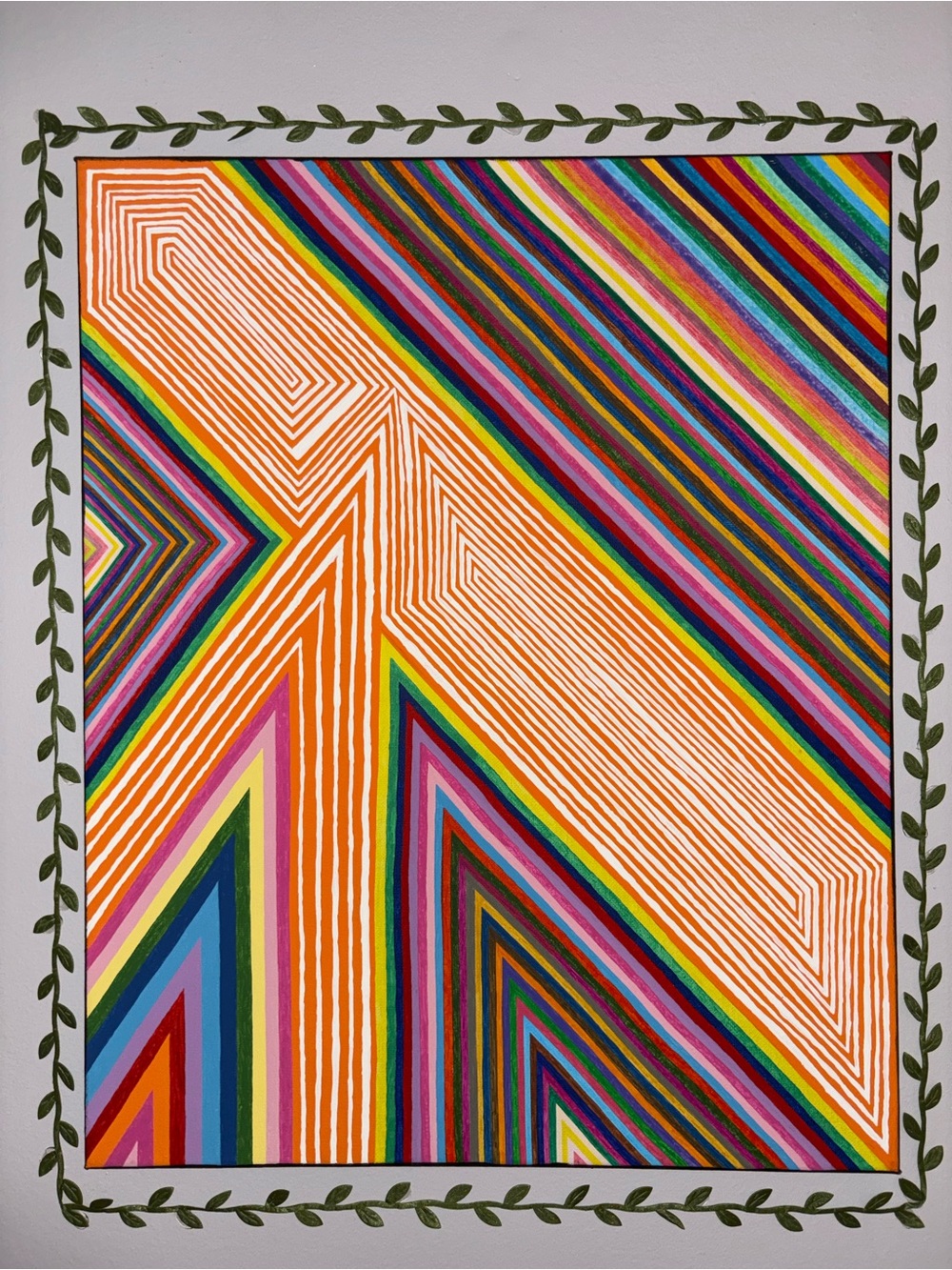 Colorful Geometric Striped Art Canvas Painting